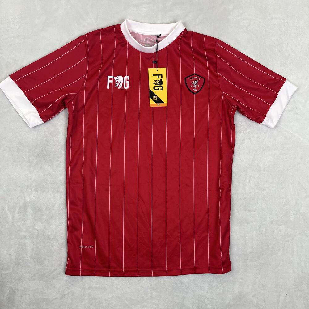 AC Perugia Jersey Shirt Mens Medium Red Soccer Football FG Hyper Pro Pinstripe